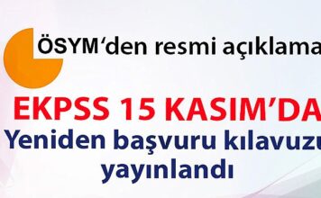 EKPSS 15 Kasım'da yapılacak, yeniden başvuru kılavuzu yayımlandı